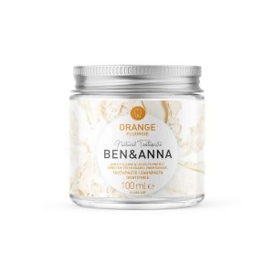 Dentífrico Natural Laranja Fluor Ben Anna, em frasco de vidro